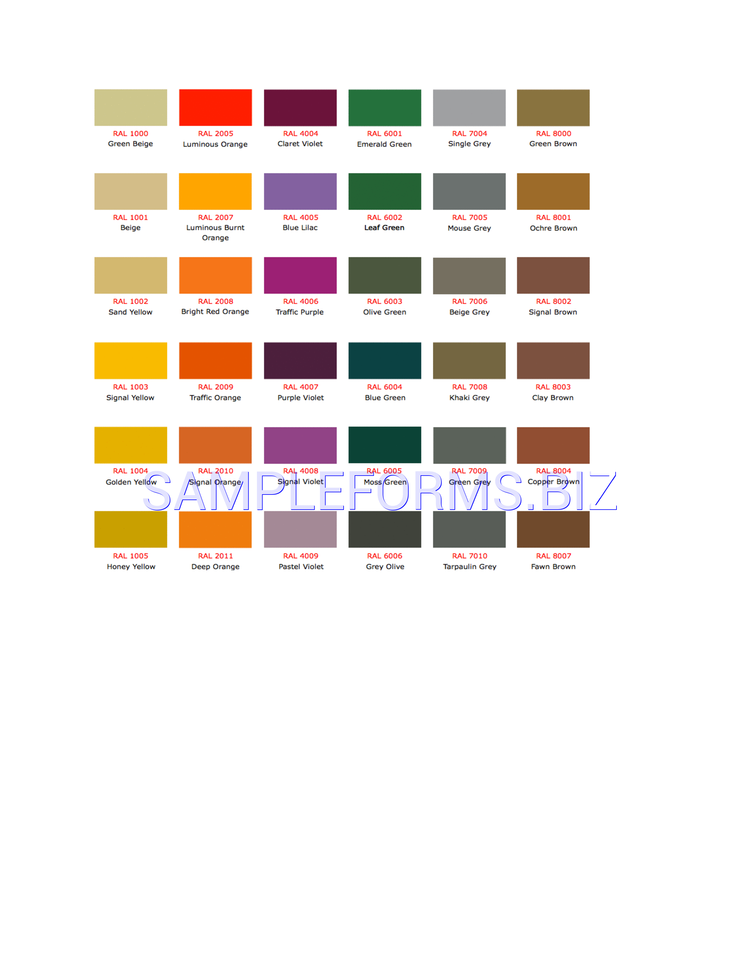 Preview free downloadable RAL Colour Chart 3 in PDF (page 1)