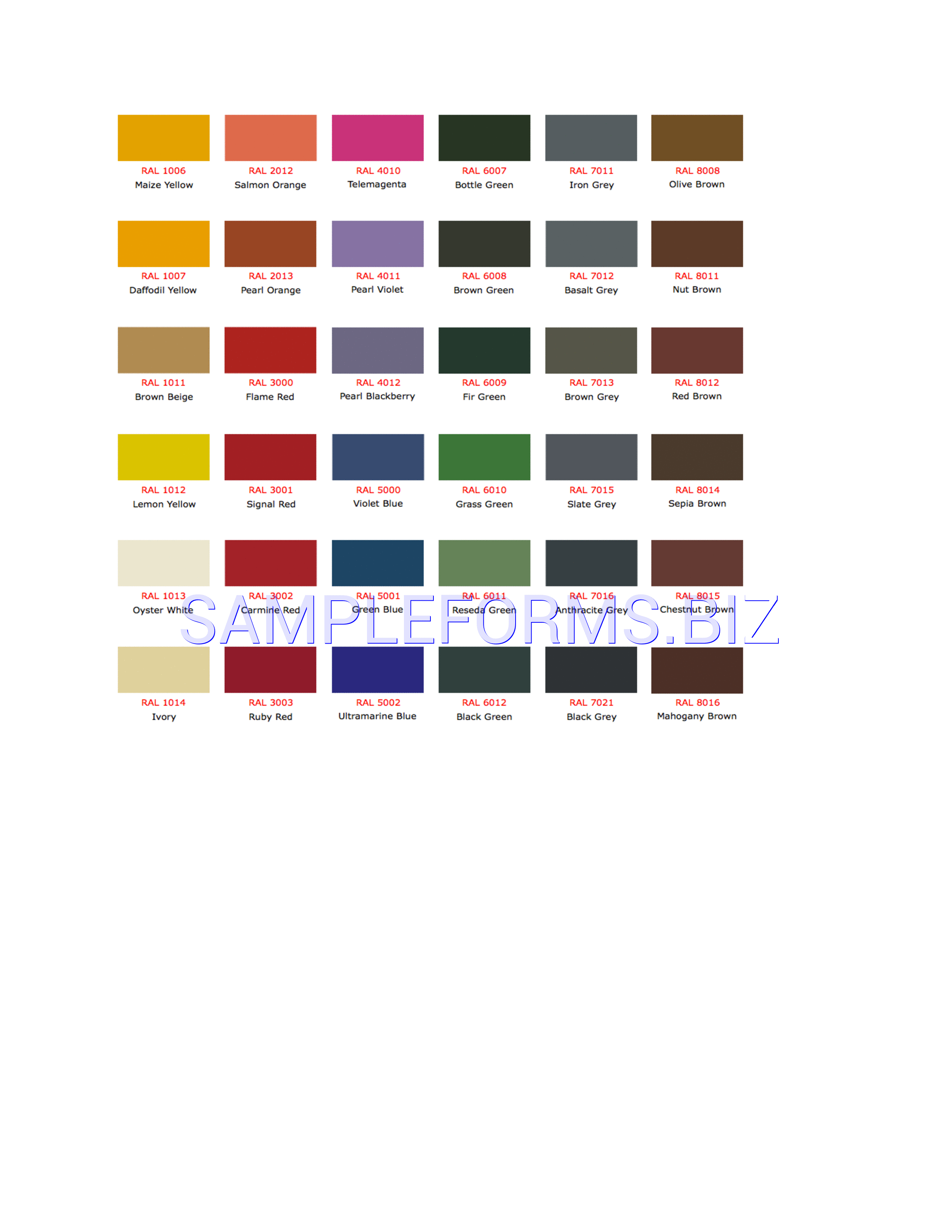 Preview free downloadable RAL Colour Chart 3 in PDF (page 2)