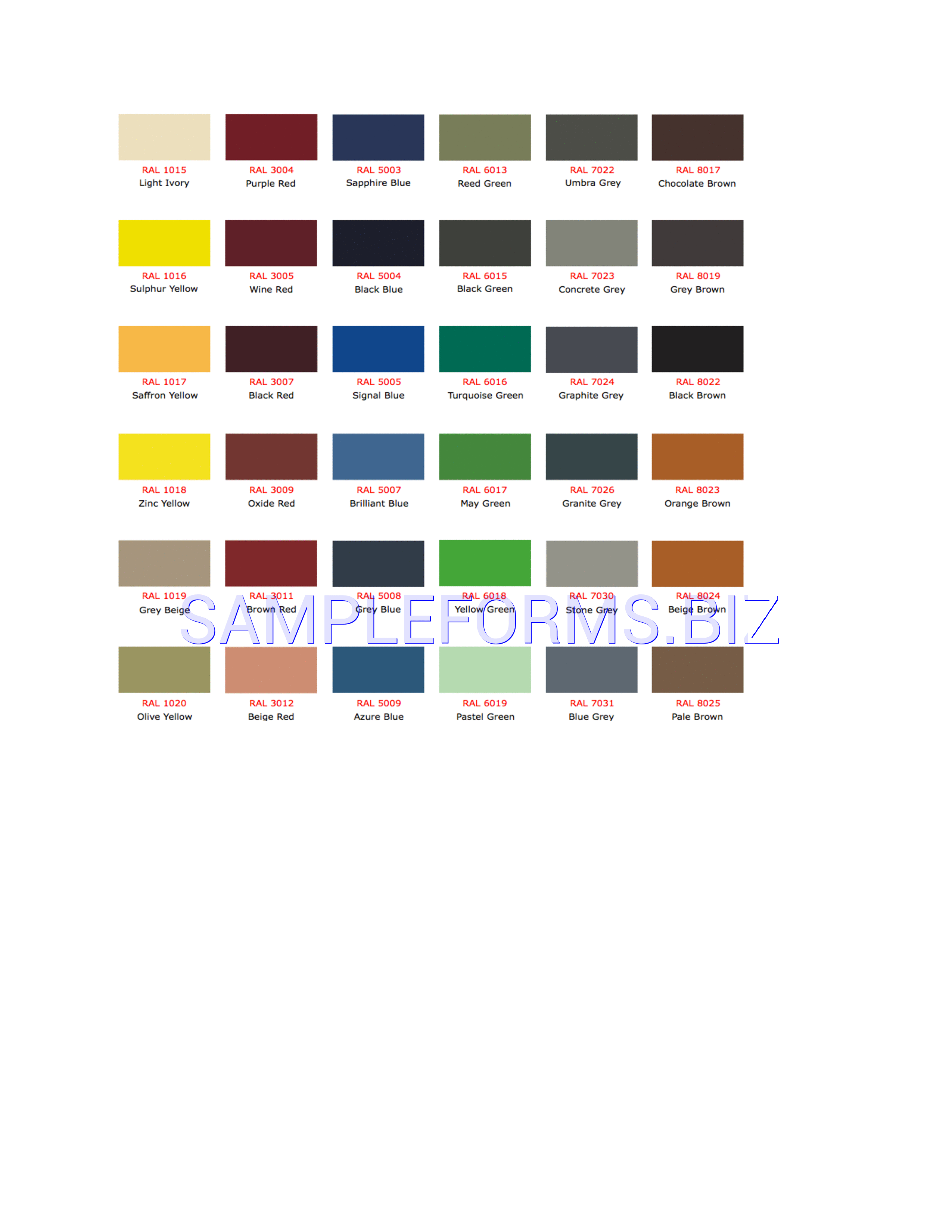 Preview free downloadable RAL Colour Chart 3 in PDF (page 3)